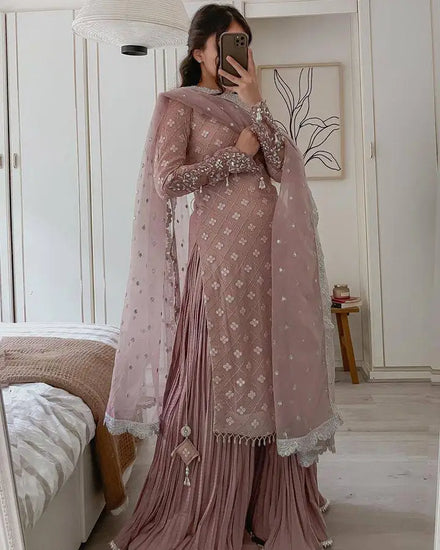 New Women's Sharara Gharara Suit Dupattas for Diwali Parties Bollywood-Style Indian/Pakistani Wedding Wear Fox Georgette