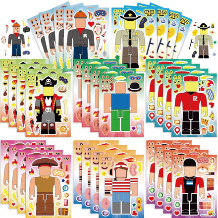 32 PCS Make a Face Waterproof DIY Sticker Sheets for Kids Party Favor Supplies Craft Toys Decorative Removable Decals