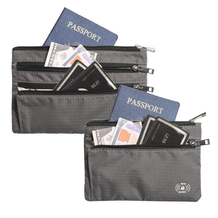 Custom RFID Blocking Travel Wallet and Document Bag Storage Organizer Fashionable Passport Holder Set for Convenient Travel