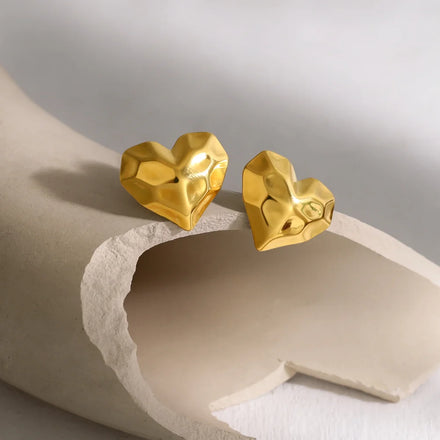 Korean Fashion Stud Earrings Stainless Steel Irregular Heart Shape Earring PVD Gold Trendy Jewelry for Girl Gift