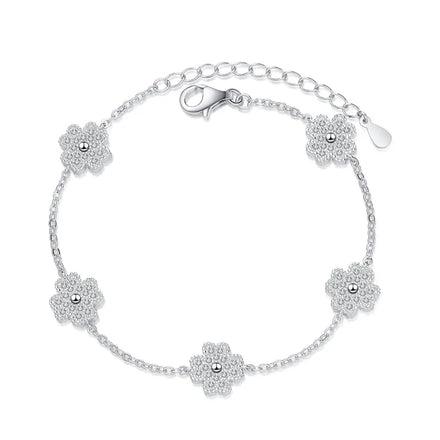 Women Bracelet Luxury Moissanite Sparkling Lucky FourLeafClover Bracelet 5motif 100%S925 Sterling Sliver Fashion JewelryBracelet