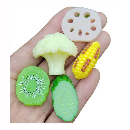 Artificial Lifelike Green Cucumber Slice Vegetable Decoration Model Fruit Vegetables Model Photography Props Resin Slime Charms
