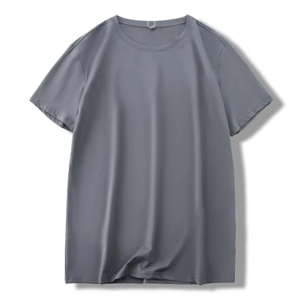 Oem Customized logo Design summer cool men's mulberry silk clothes loose thin half-sleeved Ice silk short-sleeved T-shirt