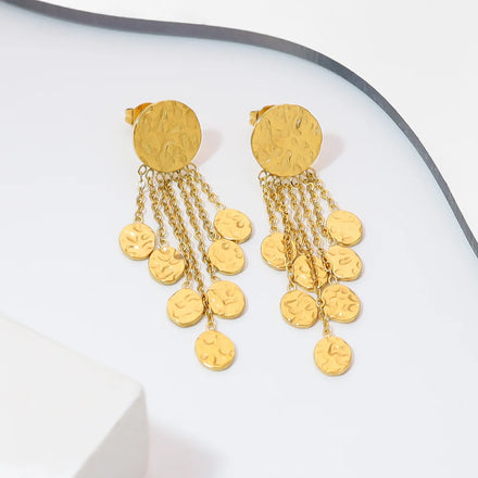 Vintage 18K Gold Plated Stainless Steel Drop Earrings Jewelry Women Fashion Dangle Tassel Earring Gift Party Anniversary Jewelry