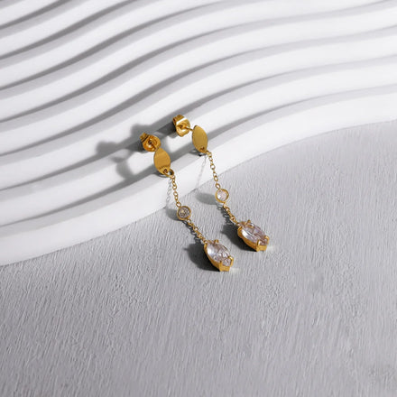 New Inlaid Zircon Earrings Stainless Steel Gold Electroplated Chain Hanging Earrings Non-fading Earrings for Women