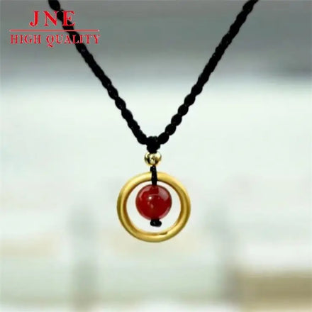 Knocks Lovesickness Red Bean Lucky Beads Necklace Gold Simple Bracelet Pendant Lucky Beads Hand-woven Simple Necklace