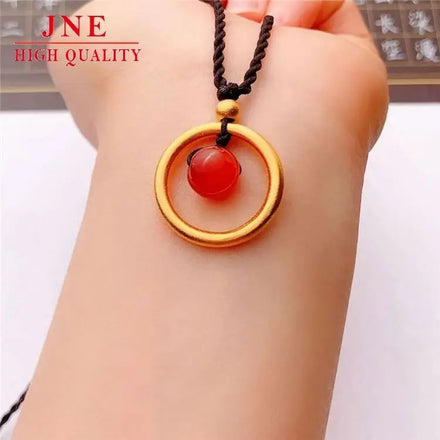 Gold Long Necklace Couple Style 2022 Clavicle Chain Simple Bracelet Red Agate Chain Personality Braid Rope Pendant Necklace