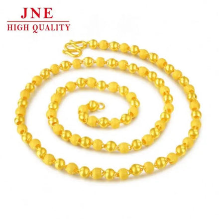 Round Beads Glossy Gold Shop Same Necklace Faux Gold Necklace Gold-like Frosted Light Sand Men and Women Couple Necklace