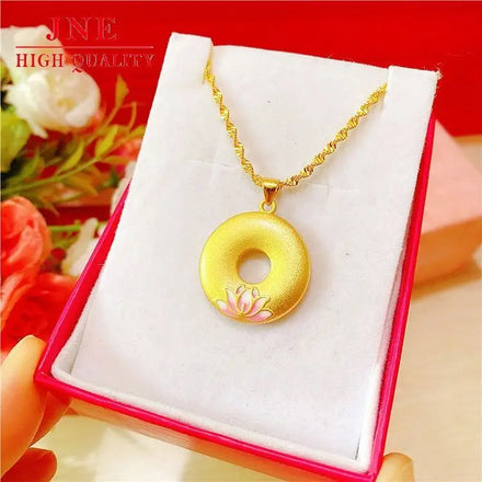 Vietnam Gold Ancient Heritage Bracelet Golden Lotus Bracelet and Necklace Set Simple Bracelet Bangle Jewelry Does Not Fade