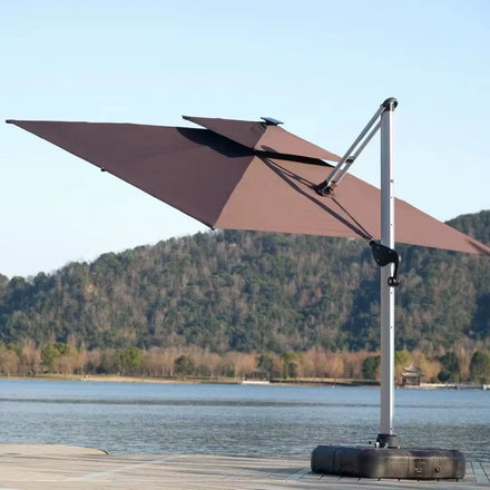 Hot Sale Umbrella Holder Rectangular Roman Solar Power Led Umbrella Outdoor Fishing Electric Charging Umbrella White Patio