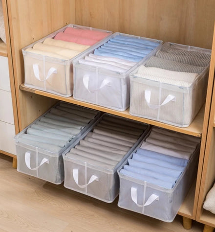 Custom Stackable Clothes Organizer Transparent Storage Box with Steel Frame PVC Foldable Wardrobe Organizer