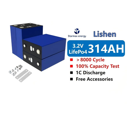 Starmax Lishen Rechargeable 8000 Cycles 3.2V 314Ah Lifepo4 Battery Cells for Home Energy Storage Solution