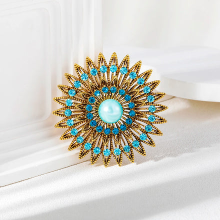 Weiman Custom Exquisite Luxury Sunflower Brooch Pins Crystal Rhinestone Wedding Engagement Party Gifts for Children Main Alloy