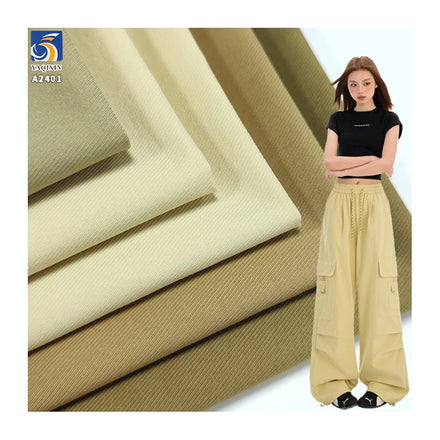 A2401 T400 130gsm Cavalry Twill Cotton Fabric Stretch Wash-Free Cotton Feel Anti-Wrinkle Polyester Cotton Khaki Twill Fabric