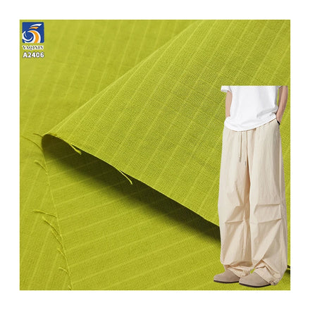 A2406 155gsm Spring Fresh Light Green 0.5 Small Plaid Jacquard Cotton Fabric 65% Cotton 35% Nylon Blend Plaid Jacquard Fabrics