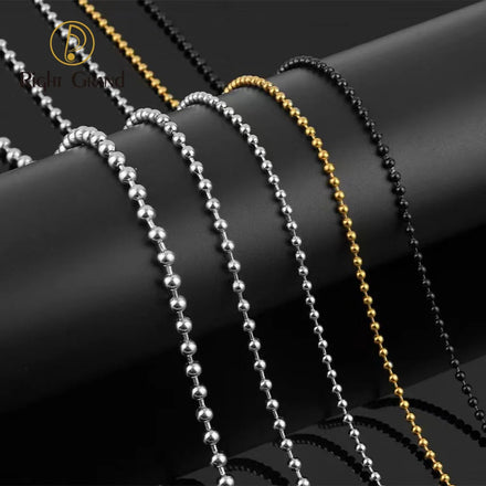 Minimalist Gold Beaded Chain Necklaces Stainless Steel Black Gold Unisex Layering Fashion Chains Necklace Jewelry