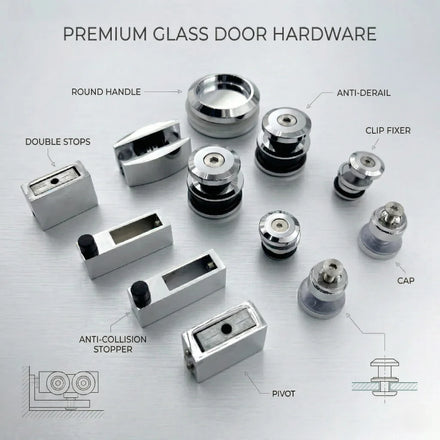 Shower Enclosure Accessories Frameless Glass Door Slide Hardware System Bathroom Roller Fittings Set for Hotel&Home
