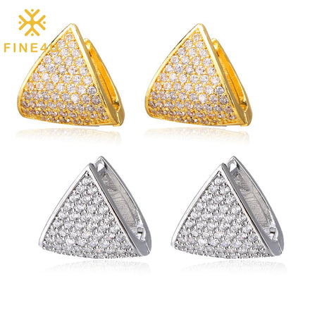 New Trendy Earring 18K Gold Plated Dainty Cube Triangle Zircon Pave Starry Sky Stud Earring Wholesale Stainless Steel for Women