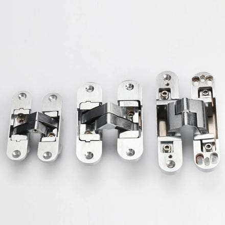 Zinc Alloy Concealed Door Hinges for Bookcase Kitchen Wardrobes Invisible Hinge 3 Way Adjustable 4mm Thickness Modern Design