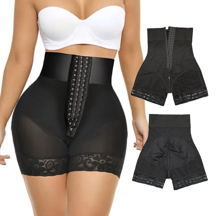 Women's Breathable Nylon Body Shaper Waist Trainer Button Sequined Tummy Control Shapewear Gaine BBL Colombiana for Faja Shorts