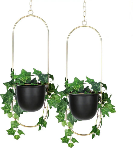 Pioneera Model PH2507 2 Pack Durable Powder Coated Metal Hanging Planter Shelf Modern Home Plant Hanger Window Ceiling Wall