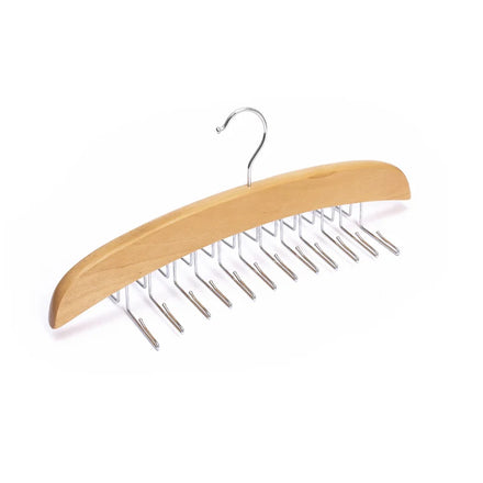 Natural Wooden Tie Rack Hanger Organizer Storage Rack Hangers for Scarves With 24 Hooks
