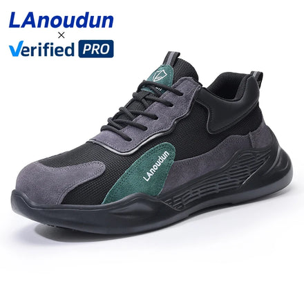 LAnoudun Men's Safety Shoes Zapatos De Seguridad Anti-Puncture Safety Shoes Steel Rubber Sole Faux Suede Safety Shoes