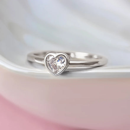 Women's 925 Sterling Silver 14K Gold Plated Purity Heart Shape Ring Lovely White Zircon Weddings Engagements Party Gifts