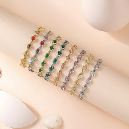New Fashion Trend Simple Inlaid rainbow Zircon Bracelet Niche Versatile Temperament Jewelry Heart-shaped Light Luxury Bracelets