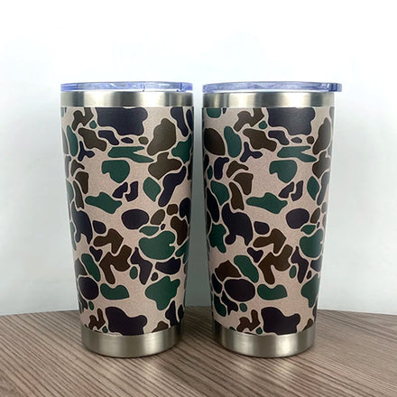 Magnetic Lid Camo Pattern Stainless Steel Tumbler 20oz Double Wall Coffee Cups LOGO Custom Mugs Vasos Termicos Termos Slider Lid
