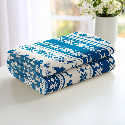 Seasonal Snowflake Printed Polar Fleece Blanket Soft Warm Throw Christmas Gift Bulk GRS Factory OEKO-TEX Certified European