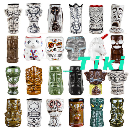 Wholesale Creative 600ml Ceramic Hawaii Tiki Mug Dishwasher & Microwave Safe Custom Logo Cartoon Design for Back School Parties