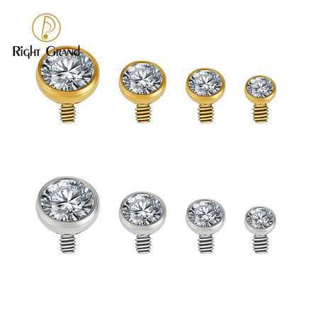 ASTM F136 Titanium 16G Internal Thread Bezel Setting Cz Cartilage Earring Punk Helix Tragus Conch Snug Ear Labret Piercing Top