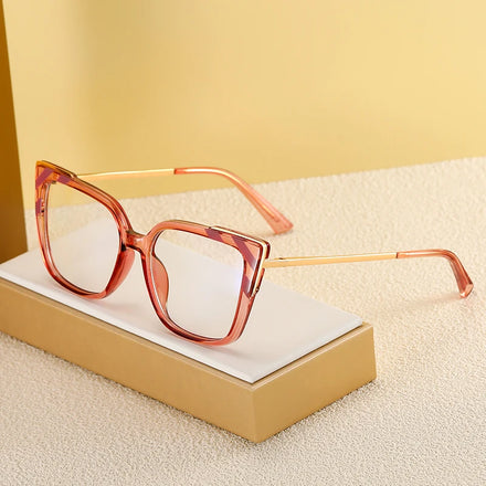 81157 Comfortable Blue Light Blocking Glasses Cat-Eye Frame Trendy Spring Hinge Optical Presbyopia Eyeglasses Customizable Logo