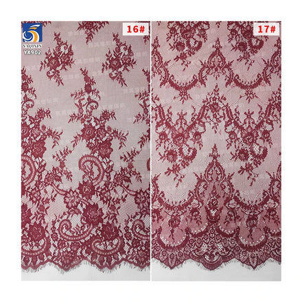YX902-2 Wholesale Cheap Prices Eyelash Lace Fabric for Clothing Cyan Eyelash Lace Fabric Custom Minimum Order 15 Pieces