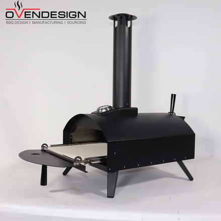 Fast Dispatch Black Dome Sliding Drawer Outdoor Pizza Oven Pellet Fired Steel Metal Portable Foldable Legs 33x33cm Cooking Area