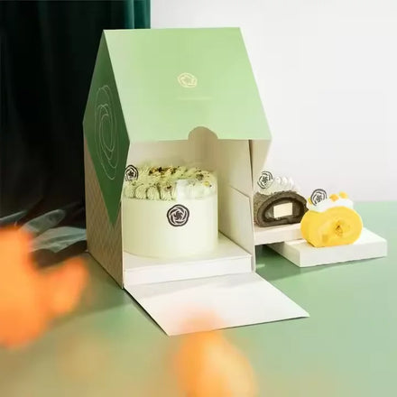 OEM Recyclable Pop Bakery Folders Takeaway Birthday Cake Box for Sushi Crepe Macaron Cookie Paper Cardboard Packaging