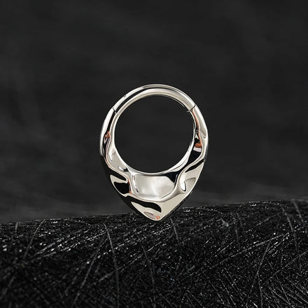 Simple Hoop Earring 8mm V Shaped Hammered ASTM F136 Titanium Piercing Septum Nose Ring Clicker Fashion Body Jewelry