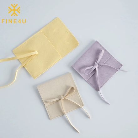 Custom Logo Suede Pouch Suede Microfiber Jewelry Storage Pouches Ring Necklace Earrings Jewelry Storage Bag Bow Flap Bag