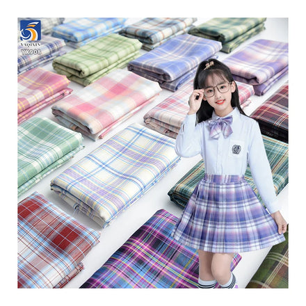 YX908 Wholesale Japanese School Uniform Skirt Fabric 180gsm Polyester Jk Yarn-Dyed Plaid Fabric for Students