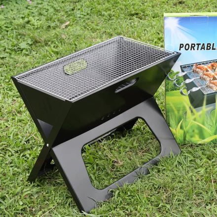 Premium Luxurious Modern Stainless Steel X-Type Folding Camping Barbecue Grill Remote Control Small Portable Notebook Design