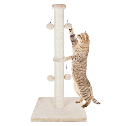 Modern Simple Cream Cat Tree Tower Luxury Basic Cat Scratching Post with Sisal Strap Hanging Ball Kitten Cat Scratching Post