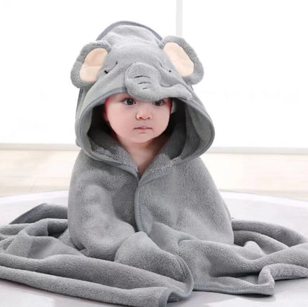 Velvet Cute Animal Hooded Baby Towel Soft Coral Fleece Large 100*160CM Ultra Absorbent Hooded Baby Security Blanket