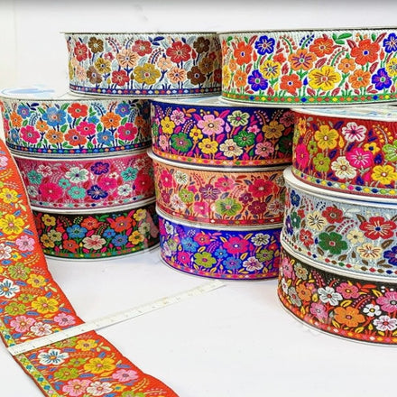 Luxury Fancy Eco-Friendly Cotton Striped Floral Lace Embroidery Wholesale Lace Trim Bags Apparel Custom Embroidered Decorative