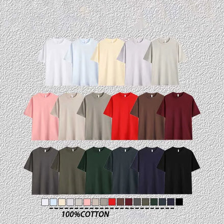 OEM Customize logo Design 230g Heavyweight Cotton Short-sleeved Slightly Dropped Shoulder Summer Round Neck Solid Color T-shirt