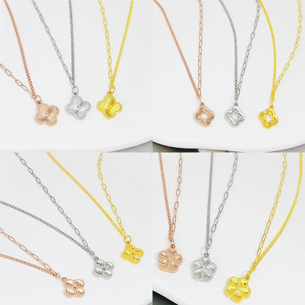 High Quality Luxury Design Four Leaf Clover Necklace Dubai Gold Jewelry 24K Gold Plated Pendant Necklace Women Flowers Necklace