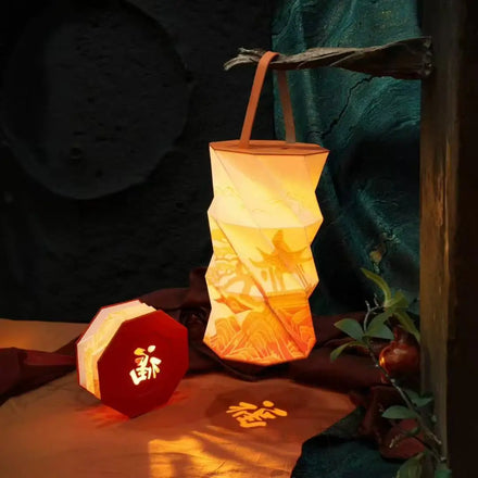 Rechargeable Folding Paper Lamp Night Light Hollowed-Out Projection Design with Rotation Feature Business Promotional Gift