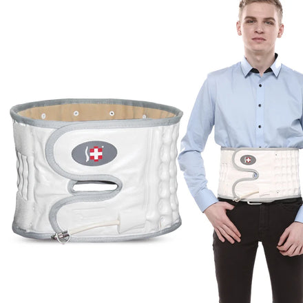 Alphay Lumbar Air Traction Belt Waterproof Orthopedic Back Brace Corset for Back Pain Relief Adjustable PU Material