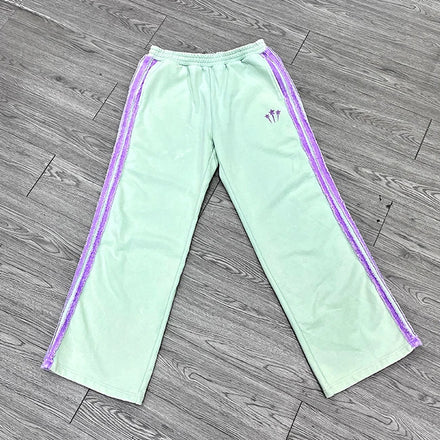 Custom Plain Embroidery Sweat Pants Wide Leg Baggy Drawstring Pants Stacked Joggers Elastic Waist Breathable Casual Pants