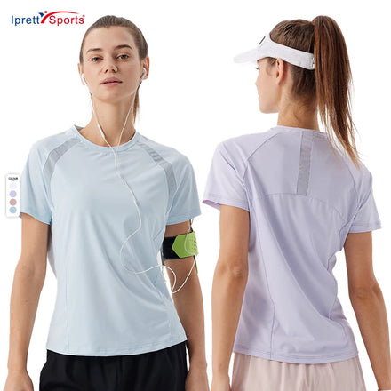 Women's Breathable Running T-Shirt Quick Dry Ice Cool Yoga Top Gym Workout Shirt Outdoor Sports Wear Moisture Wicking